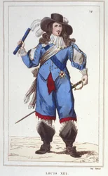 Ritratto di Luigi XIII (1601 - 1643), Re di Francia. Incisione del 1830