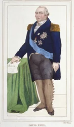 Ritratto di Luigi XVIII (1755 - 1824), Re di Francia incisione del 1830
