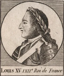 Ritratto di Luigi XV (1710-1774) detto il Beneamato, re di Francia 1715 a 1774 - Luigi XV, noto come Luigi il Beneamato, re di Francia - incisione da 