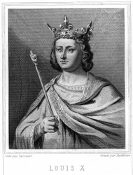 Ritratto di Luigi X il Testardo (1289 - 1316), Re di Francia - in "Histoire des Français" di Lavallée, incisione, sd.