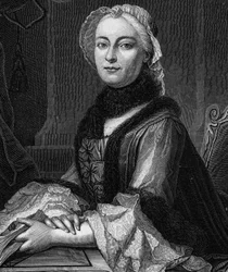 Ritratto di Madame Geoffrin, nata Marie Therese Rodet (1699-1777) - Incisione del 1862 in "The Queens of the World" dai nostri primi scrittori, libro pubblicato sotto la direzione di Jean Germain Desire Armandaud