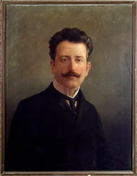 Ritratto di Marco Enrico Bossi, compositore e organista italiano. c.1900 (dipinto)