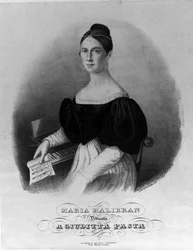 Ritratto di Maria Garcia detta la Malibran (1808-1836) cantante, incisione dedicata a Giuditta Pasta