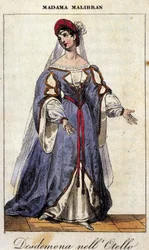 Ritratto di Maria Garcia detta la Malibran nel ruolo di Desdemona per "Otello" di Gioachino Rossini. Teatro alla Scala 1833