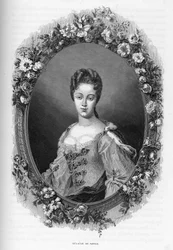 Ritratto di Maria Adelaide di Savoia (1685-1712) - incisione del 1862 in “The Queens of the World” dei nostri primi scrittori. Libro pubblicato sotto la direzione di J. G. D. ARMENGAUD