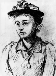 Ritratto di Marie Curie (1867-1934) nel 1892 durante una riunione di studenti polacchi a Parigi