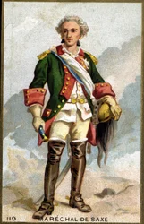 Ritratto di Maurizio, conte di Sassonia noto come il Maresciallo di Sassonia (1696-1750), maresciallo di Francia. Cromolitografia del XIX secolo.