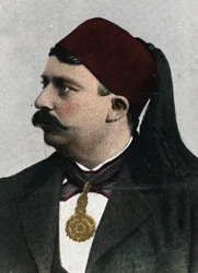 Ritratto di Naceur Bey (Mohamed el-Naceur Bey) (1855-1922) bey di Tunisi (Muhammad V an-Nasir Husainid Bey di Tunisi) Cromolitografia dell