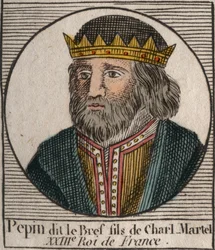 Ritratto di Pepin III detto Pepin il Breve (714-768) re di Francia - Pepin III (714-768) (Pepin il Breve) Re dei Franchi - incisione da "Instruction sur l