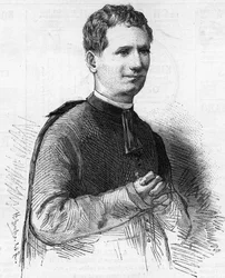 Ritratto di Padre Dom Bosco, illustre ecclesiastico italiano noto in tutta Europa nel XIX secolo per i suoi atti santi. Deceduto nel 1888