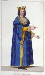 Ritratto di Filippo VI di Valois (1293-1350) Re di Francia. Incisione del 1830