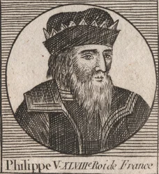 Ritratto di Filippo V il Lungo (1294-1322), Re di Francia - incisione da 
