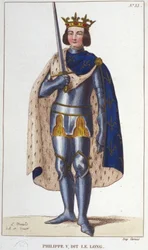 Ritratto di Filippo V il Lungo (1294 - 1322), Re di Francia incisione del 1830