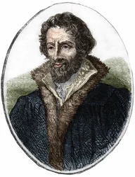 Ritratto di Philipp Melanchton (Melanchthon) (1497 - 1560), riformatore religioso tedesco. Incisione del XIX secolo