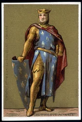 Ritratto di Filippo Augusto in abito da combattimento - cromolitografia, fine XIX secolo