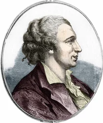 Ritratto di Pierre Augustin Caron de Beaumarchais (1732 - 1799) scrittore e drammaturgo francese. Incisione del 1866