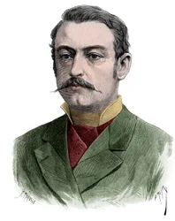 Ritratto di Pierre Waldeck Rousseau, statista francese - incisione 1883