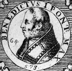Ritratto di Papa Benedetto I. Incisione del XIX secolo.