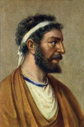 Ritratto di Pitagora, filosofo, matematico e scienziato greco (560-480 a.C.).Pitagora (c560 - 480 a.C.), filosofo e scienziato greco. Matematica.