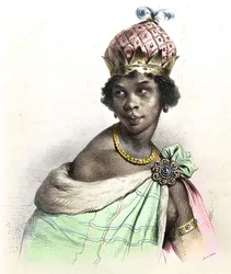 Ritratto della regina Anna Nzinga o Ana de Sousa Nzinga Mbande - Anna Nzinga, Ana de Sousa Nzinga Mbande o Njinga Mbandi - Nzinga di Ndongo e Matamba - «Ginga, la regina quilombola di Matamba e Angola»
