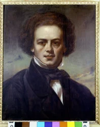 Ritratto di Robert Schumann, compositore tedesco. Dipinto anonimo intorno al 1840. Museo Teatrale alla Scala