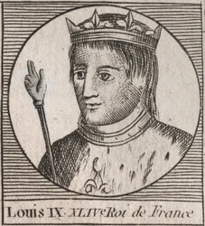 Ritratto di San Luigi (San Luigi, Luigi IX (1214-1270) - San Luigi IX (1214-70) re di Francia - incisione da "Istruzione sulla Storia di Francia" di Charles Constant Le Tellier 1821
