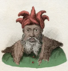 Ritratto di Saladino (1138-1193) (Salah al Din Yusuf al-Ayyubi) comandante militare contro le Crociate in Egitto. Incisione del XIX secolo