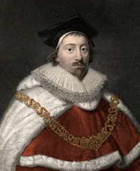 Ritratto di Sir Edward Coke (1552-1634), giurista inglese - Incisione a colori del XIX secolo