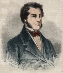 Ritratto di Sir James Brooke, noto come il Rajah di Sarawak (1803-1868) avventuriero britannico primo rajah bianco di Sarawak. Incisione in 