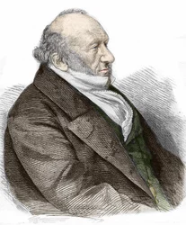 Ritratto di Sir Moses Montefiore (1784-1885) banchiere e filantropo inglese, di origine italiana. Incisione del 1867.