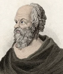 Ritratto di Socrate (470-399 a.C.), filosofo greco. Incisione del XIX secolo.