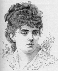 Ritratto di Sophie Croizette, comica francese, membro della Comédie Française dal 1868 al 1882. Incisione in "Le Monde Illustré" n.1168 del 16 agosto