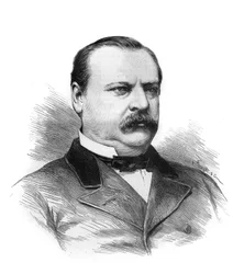 Ritratto di Stephen Grover Cleveland (1837-1908) designato per la presidenza della repubblica americana dai delegati degli stati. Incisione in "Le Monde Illustré"