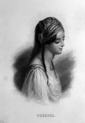 Ritratto di Teresa Gamba in Guiccioli (XIX secolo) innamorata del poeta George Gordon Byron. Incisione del XIX secolo