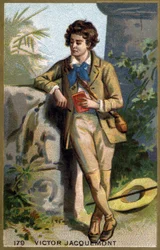 Ritratto di Victor Jacquemont (1801 - 1832), botanico e viaggiatore francese. Cromolitografia del XIX secolo