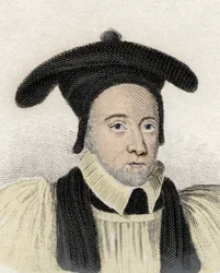 Ritratto di William Juxon (1582-1663), ecclesiastico inglese e arcivescovo di Canterbury. Incisione del XIX secolo