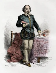 Ritratto di William Shakespeare (1564-1616), scrittore inglese - Incisione in 