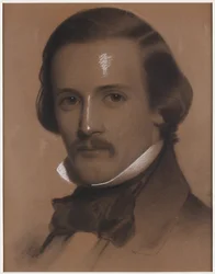 Ritratto di gentiluomo, 1850 circa (carboncino e gesso su carta)