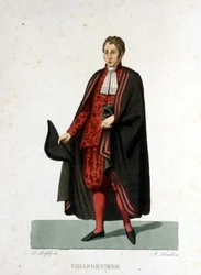 Ritratto di un palazzo papale dello Stato Vaticano. Incisione del XIX secolo.
