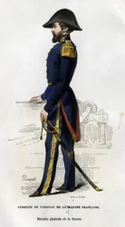 Ritratto di un segno di nave della marina francese. In "Histoire générale de la marine" di Van Tenac