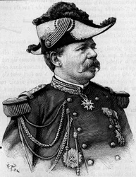 Ritratto del generale francese François Perrier (1833-1888). Incisione in "La Nature: revue des sciences et de leurs applications aux arts et à l
