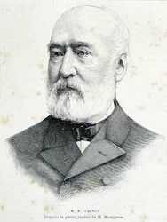 Ritratto del politico francese Lazare Hippolyte Carnot (1801 - 1888). Incisione dopo la fotografia di Mourgeon