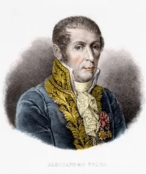 Ritratto di Alessandro Volta, fisico italiano, inventore della batteria elettrica