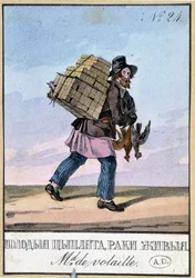 Commerciante di pollame - Incisione del XIX secolo