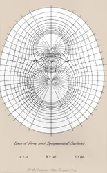 Linee di potenza e superfici equipotenziali - in "A treatise on electricity and magnetism" oxford