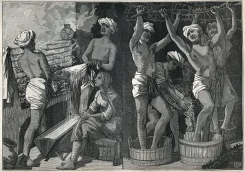 Preparazione della lacca in India. Incisione del 1885 in 