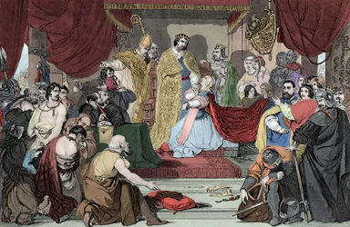 La regina Filippa intercede presso Edoardo III per la vita dei borghesi di Calais