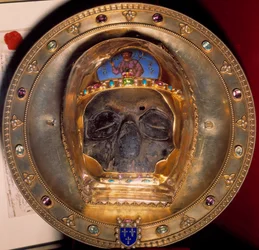 Reliquia: cranio di san Giovanni Battista, riportato nel 1206 dalla Quarta crociata a Costantinopoli, tesoro della sacrestia della cattedrale di Amiens