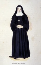 Religiose della Visitazione, un ordine fondato da San Francesco di Sales e Santa Giovanna di Chantal nel 1610. Incisione del XIX secolo