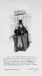 Rappresentazione di Felix Tournachon detto Nadar (1820-1910) sulla navicella di un pallone aerostatico. 1897